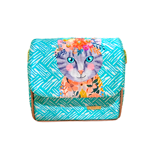 Gato Flores Aqua - Mini Baúl
